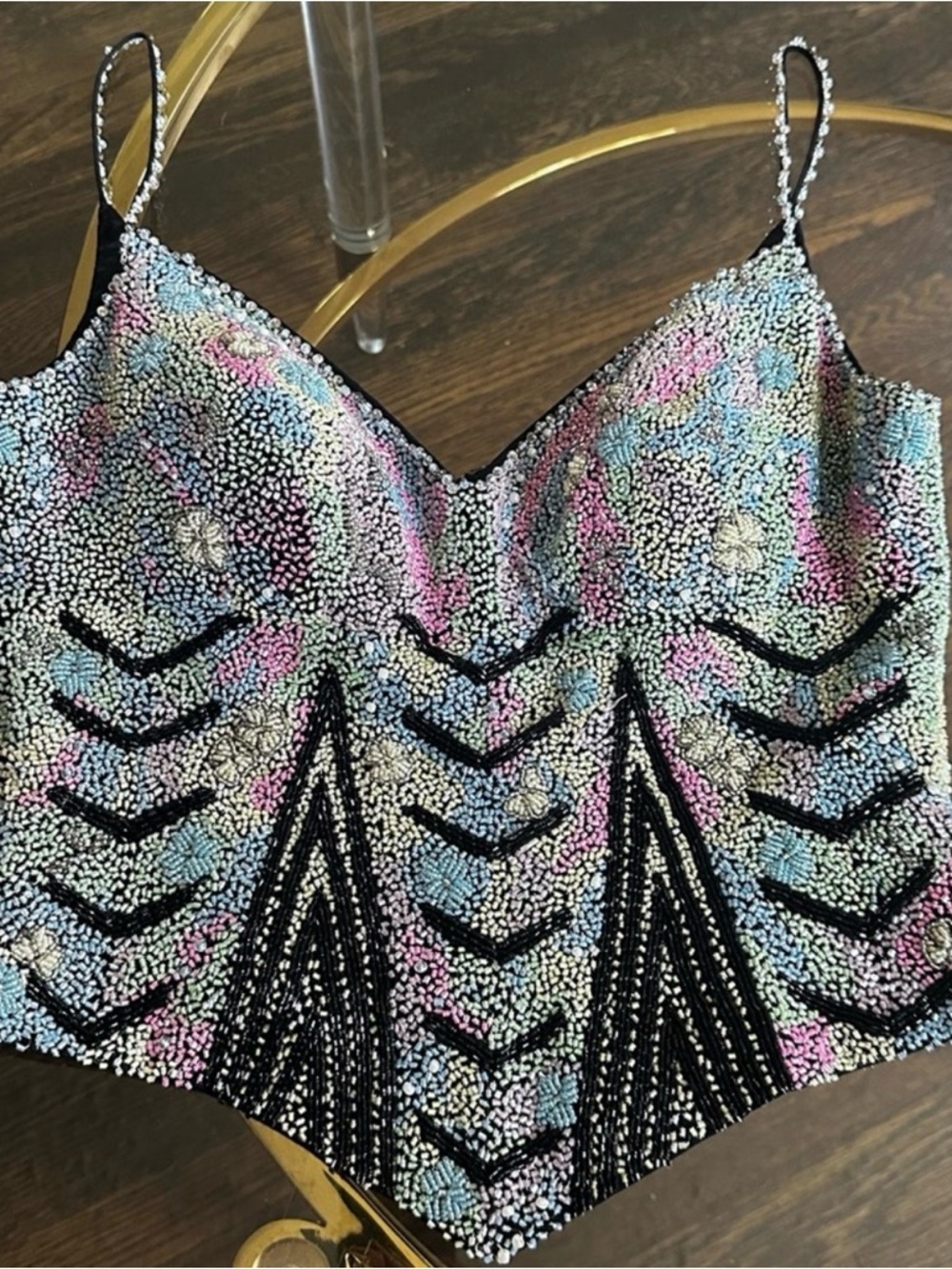 Beaded Corset Camisole Top in Multicolor